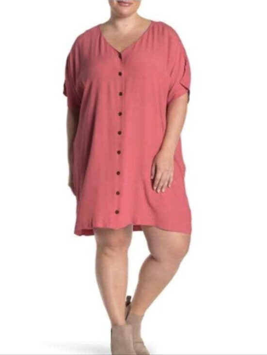 Madewell Tops - Madewell Dusty Rose Button-Front V-Neck Tunic Sie 3X